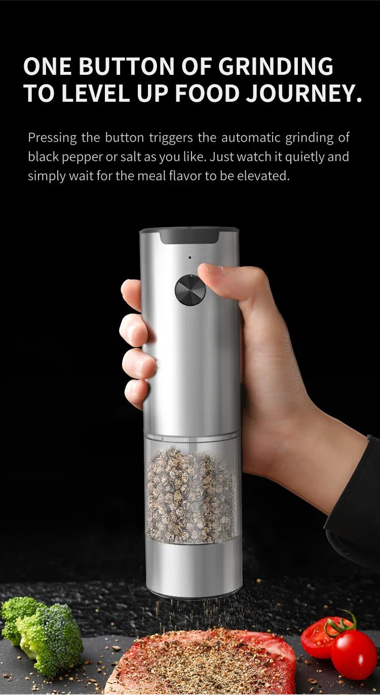 PureMama Spice: Electric Salt & Pepper Grinder – Adjustable, Refillable, Battery-Powered Kitchen Ease for Moms!