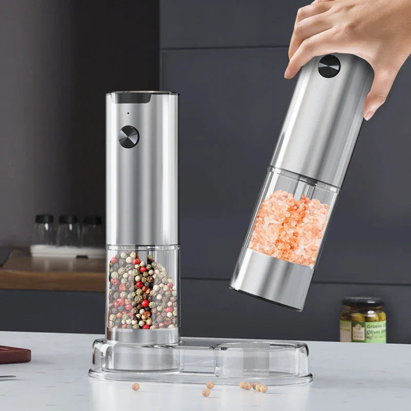 PureMama Spice: Electric Salt & Pepper Grinder – Adjustable, Refillable, Battery-Powered Kitchen Ease for Moms!