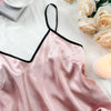 Women's Satin Pajamas V-Neck T-Shirt Ruffled Edges And Bow Shorts Set